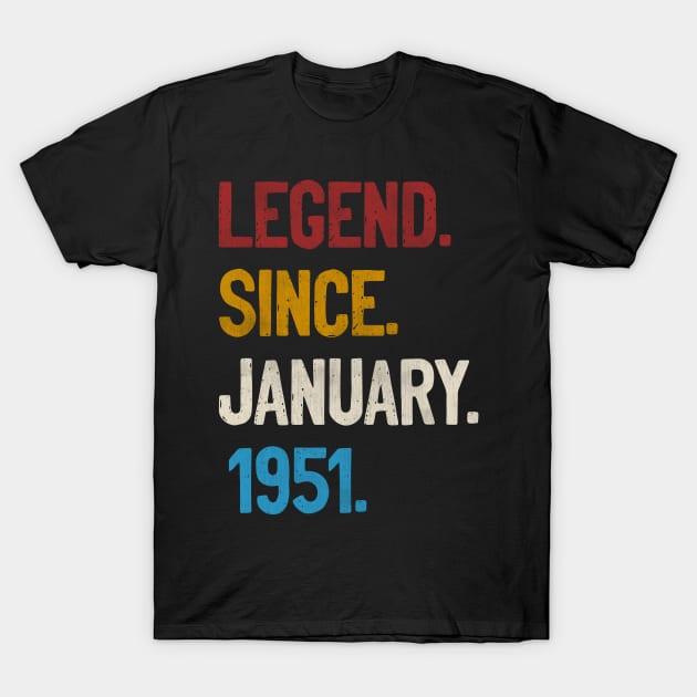 Legend Since January 1951 Tee 70th Birthday Gifts 70 Years Old T-Shirt by calvinglory04